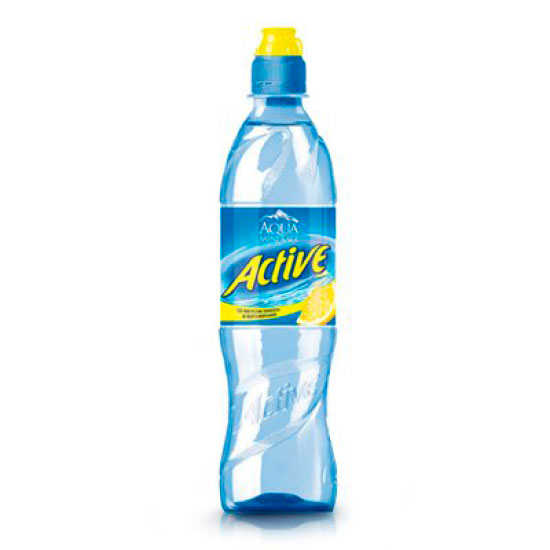 Вода питьевая Aqua Minerale (Аква Минерале) актив лимоном (пластик) 0.6 л.