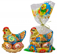 Шоколад фигурный Пасхальная курица и 3 яйца, 120 г.