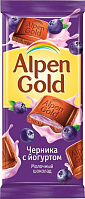 Шоколад молочный черника и йогурт Альпен Гольд 100г. Крафт